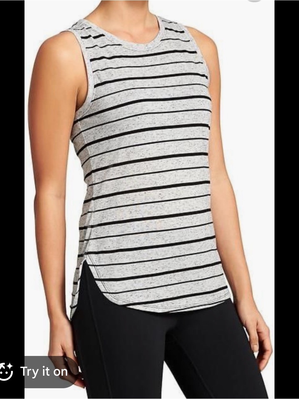 Athleta Sleeveless Striped Tank Top - Gray/Black size medium